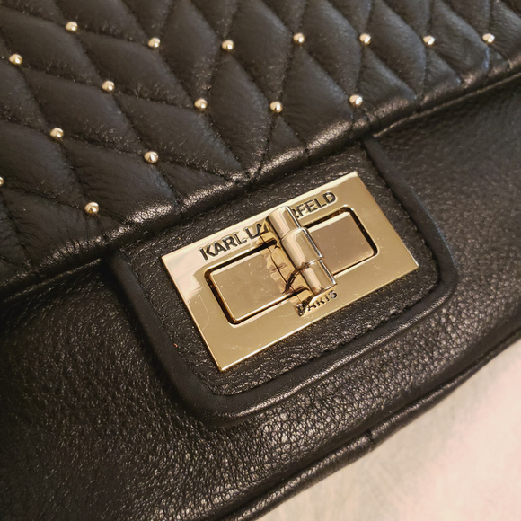 NWT Karl Lagerfeld Paris Leather Studded Crossbody - Picture 2 of 8
